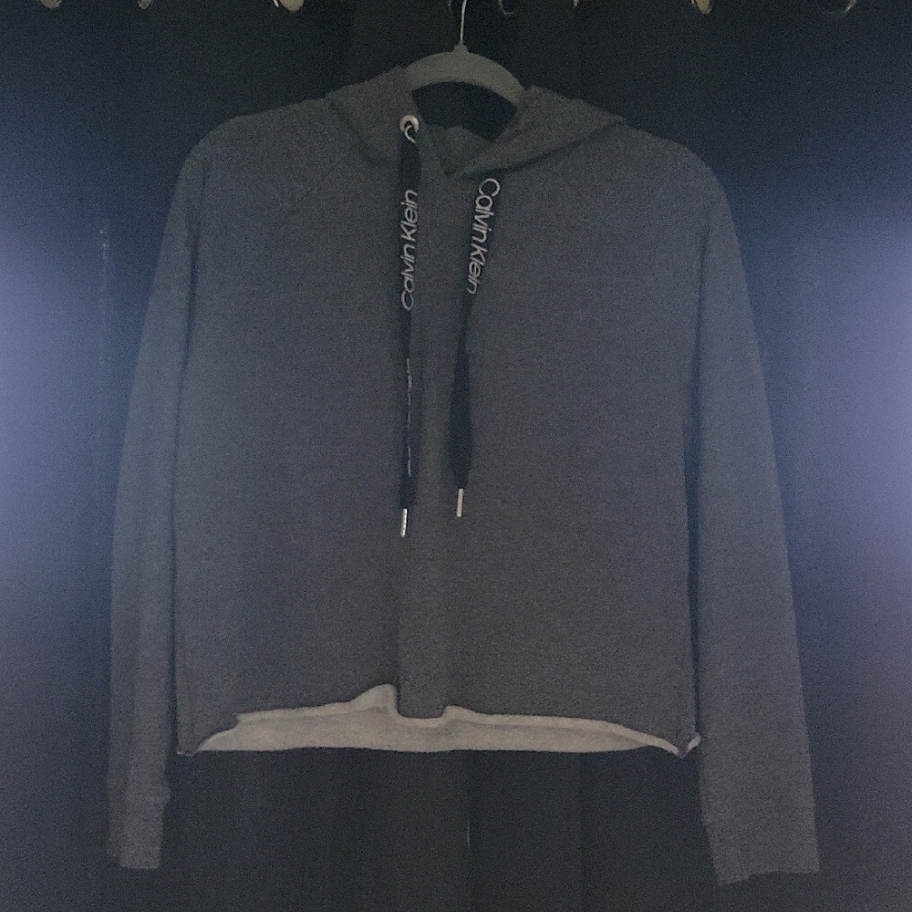 Calvin Klein Charcoal Hoodie with Logo Drawstrings